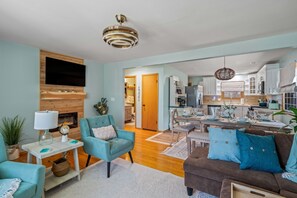 Smart TV, fireplace, video games