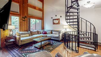 テレビ、暖炉、DVD プレーヤー