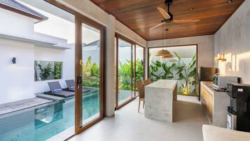 Villa, 1 Bedroom, Non Smoking, Private Pool | Private kitchen | Fridge, microwave, cookware/dishes/utensils