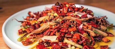 A plate of food with various ingredients.