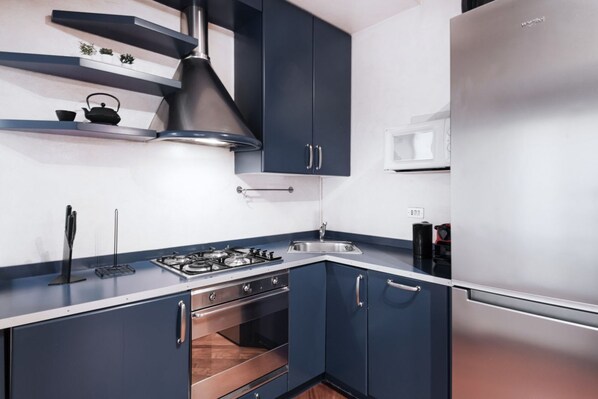 Fridge, oven, stovetop, dishwasher