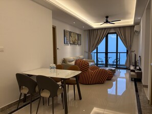 Luxury Apartment, Balcony, Sea View | Living area | 50-inch Smart TV with digital channels - R&F Seine Region (Johor Bahru)