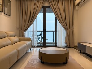 Luxury Apartment, Balcony, Sea View | Living area | 50-inch Smart TV with digital channels - R&F Seine Region (Johor Bahru)