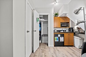 Microwave, stovetop, coffee/tea maker, toaster