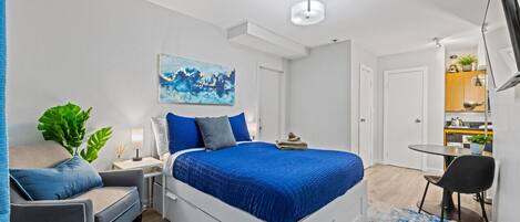 Desk, iron/ironing board, travel crib, WiFi