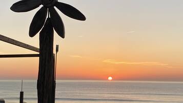 Beach nearby, sun loungers