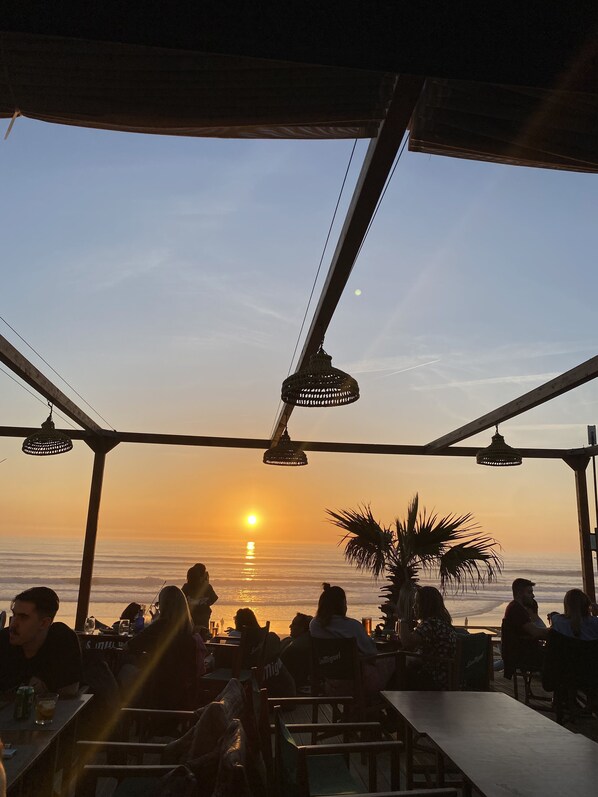 Enjoy a meal with a view of the ocean from our outdoor dining area.