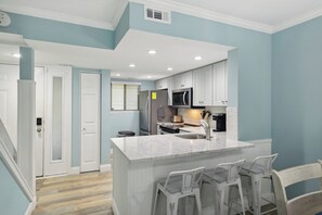 Condo, Multiple Beds, Balcony, Garden View (Forest Beach Villa) | Private kitchen | Fridge, microwave, oven, stovetop - Forest Beach Villa 2 BDR for 6 (Hilton Head Island)