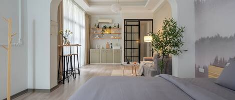 4 habitaciones, tabla de planchar con plancha, wifi y ropa de cama