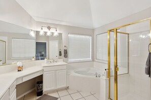 House, 4 Bedrooms | Bathroom | Towels, shampoo - Family Fun Retreat: Pool & Entertainment Haven! 4 Bedroom Home by RedAwning (Frisco)