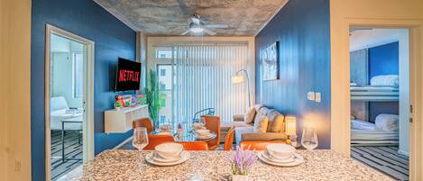 2 bedrooms, iron/ironing board, WiFi, bed sheets