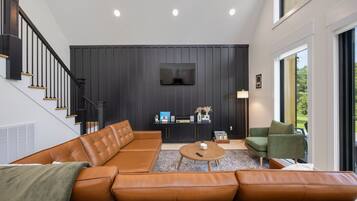 Smart TV, books, music library, stereo