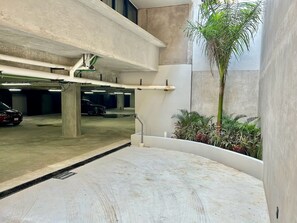 Park your car in a spacious, well-lit area with easy access to amenities.