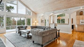 TV, fireplace, foosball, books