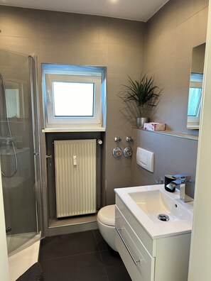 Shower, hair dryer, towels, soap - Cozy apartment in the heart of the Palatinate Forest (Clausen)