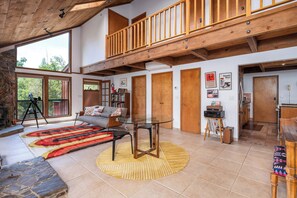 TV, fireplace, foosball, stereo