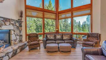 TV, fireplace, DVD player, foosball