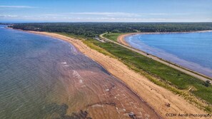 On the beach, sun-loungers, beach towels - Cozy 2-bedroom RV with Private Sandy Beach on the Sturgeon Bay! (Saint Andrew’s parish)