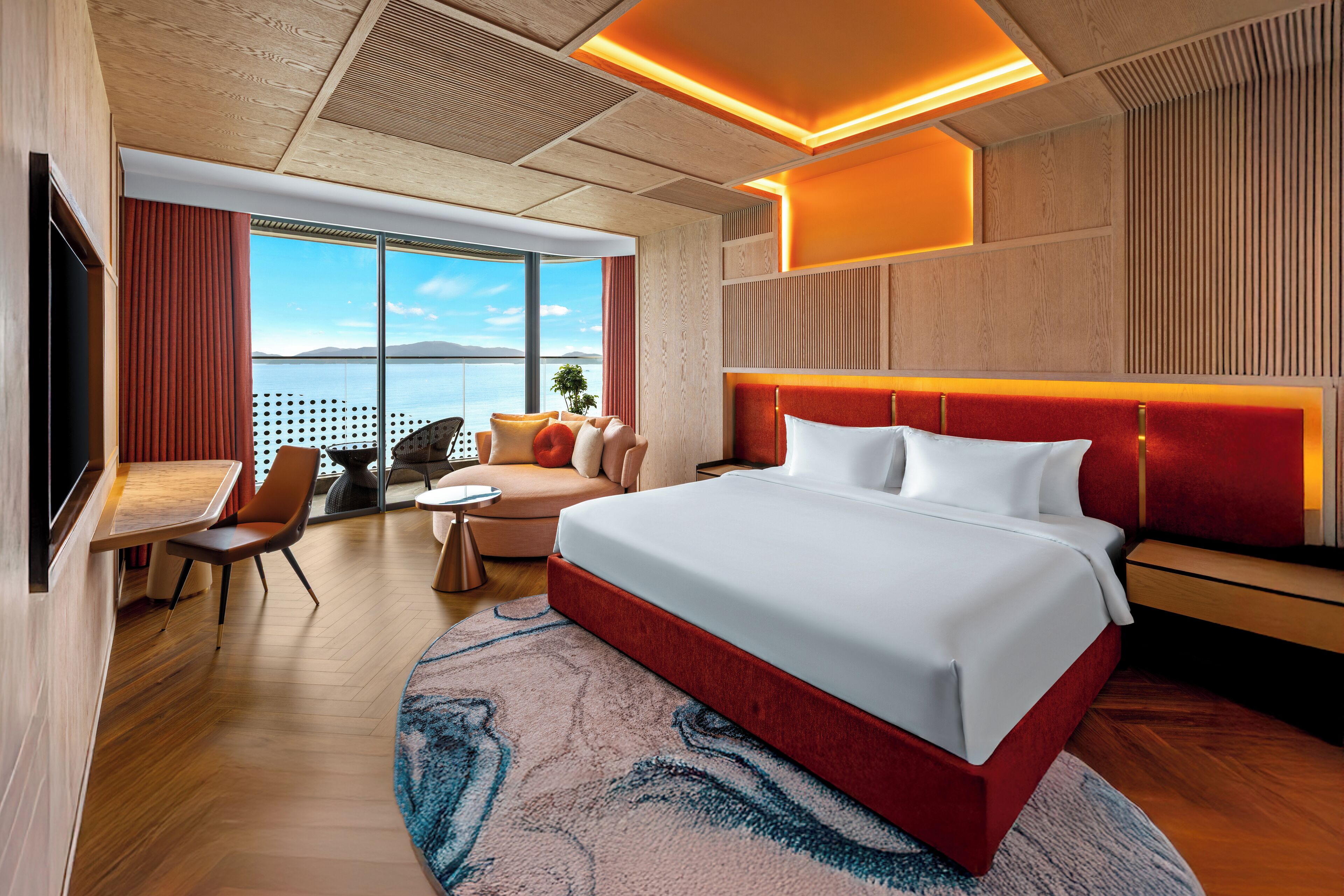 Junior-værelse - 1 kingsize-seng - havudsigt | Premium-sengetøj, minibar, pengeskab på værelset, individuelt design