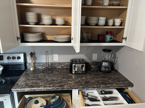 Microwave, oven, stovetop, dishwasher