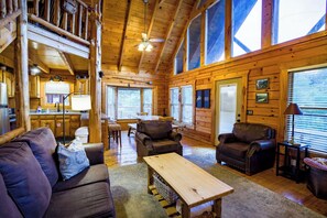 Smart TV, fireplace, video games, DVD player