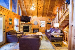 TV connectée, cheminée, jeux vidéo, lecteur de DVD