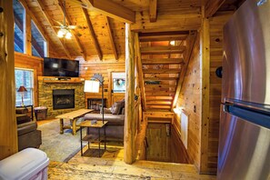 Smart TV, fireplace, video games, DVD player