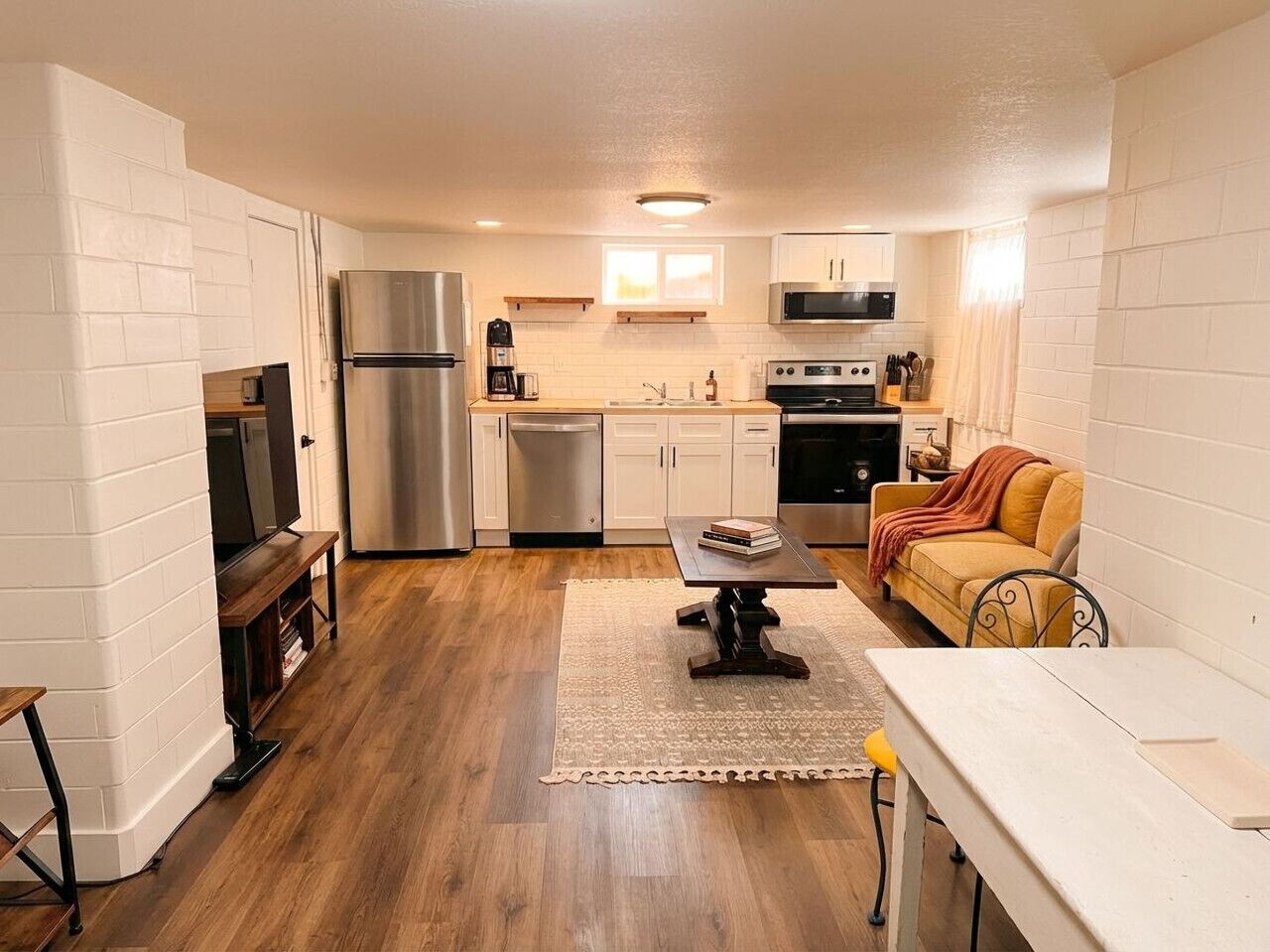 冷蔵庫、電子レンジ、オーブン、コンロ