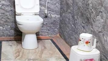 Shower, towels, soap, shampoo