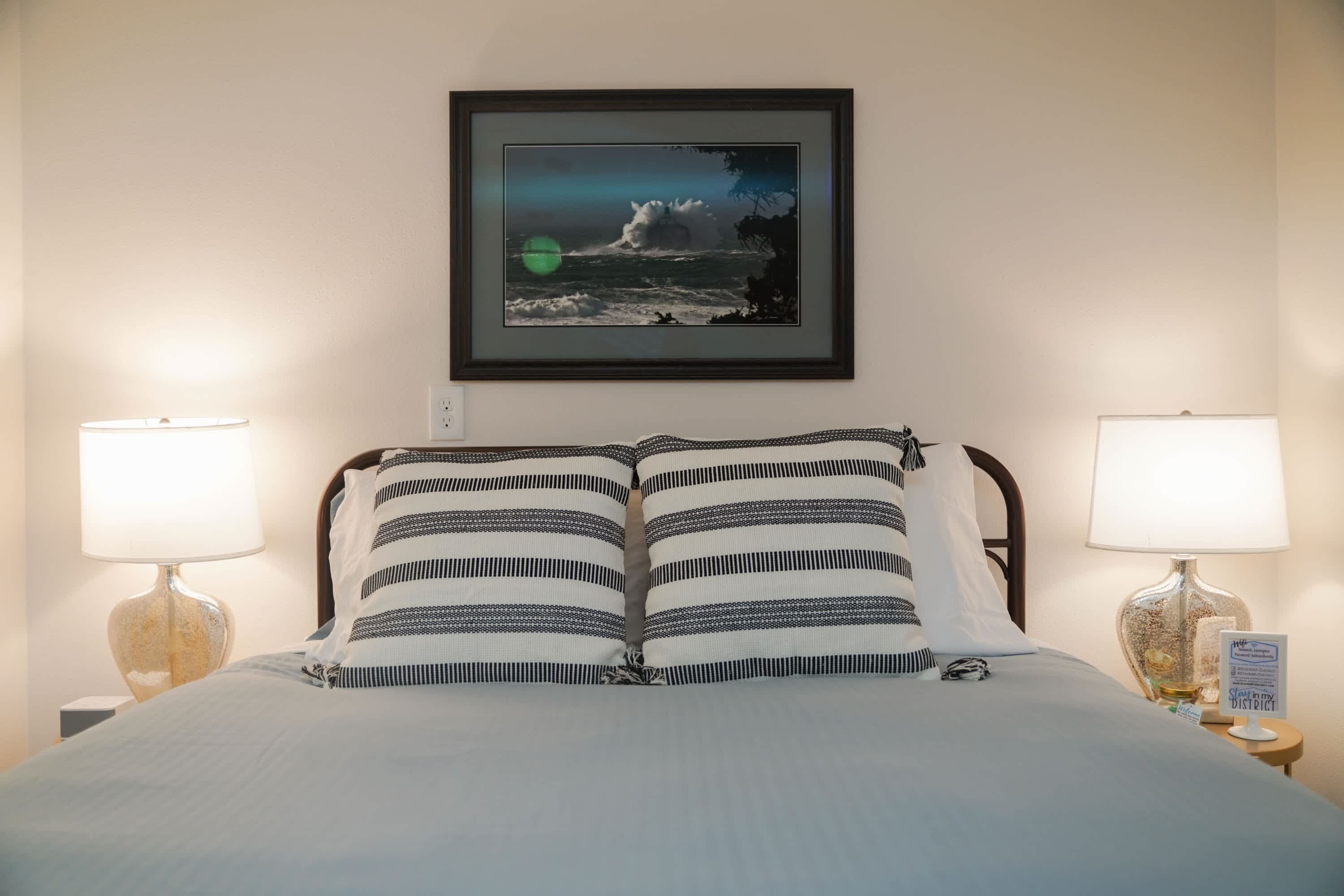 Iron/ironing board, travel crib, WiFi, bed sheets