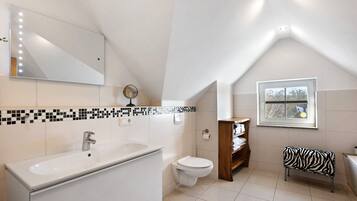 Ducha, secador de pelo y toallas