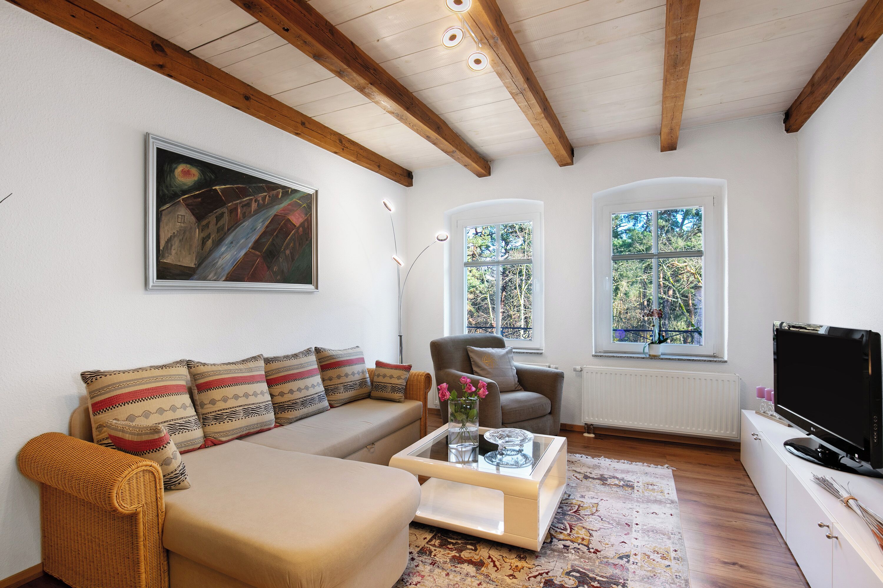 Fernseher, Kamin, Stereoanlage