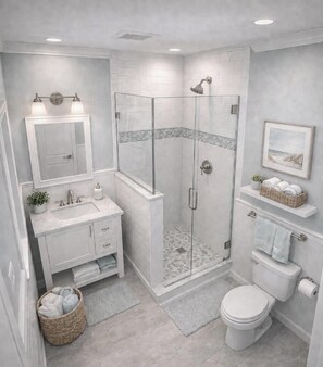 Shower, hair dryer, towels, toilet paper - ONE Minute walk to BEACH! High end home special! TOP RATED GUEST FAVORITE (Dennis)