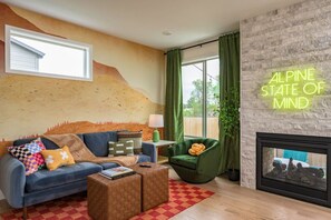 Smart TV, fireplace, video games, books