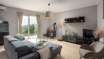 Flat-screen TV, video game console