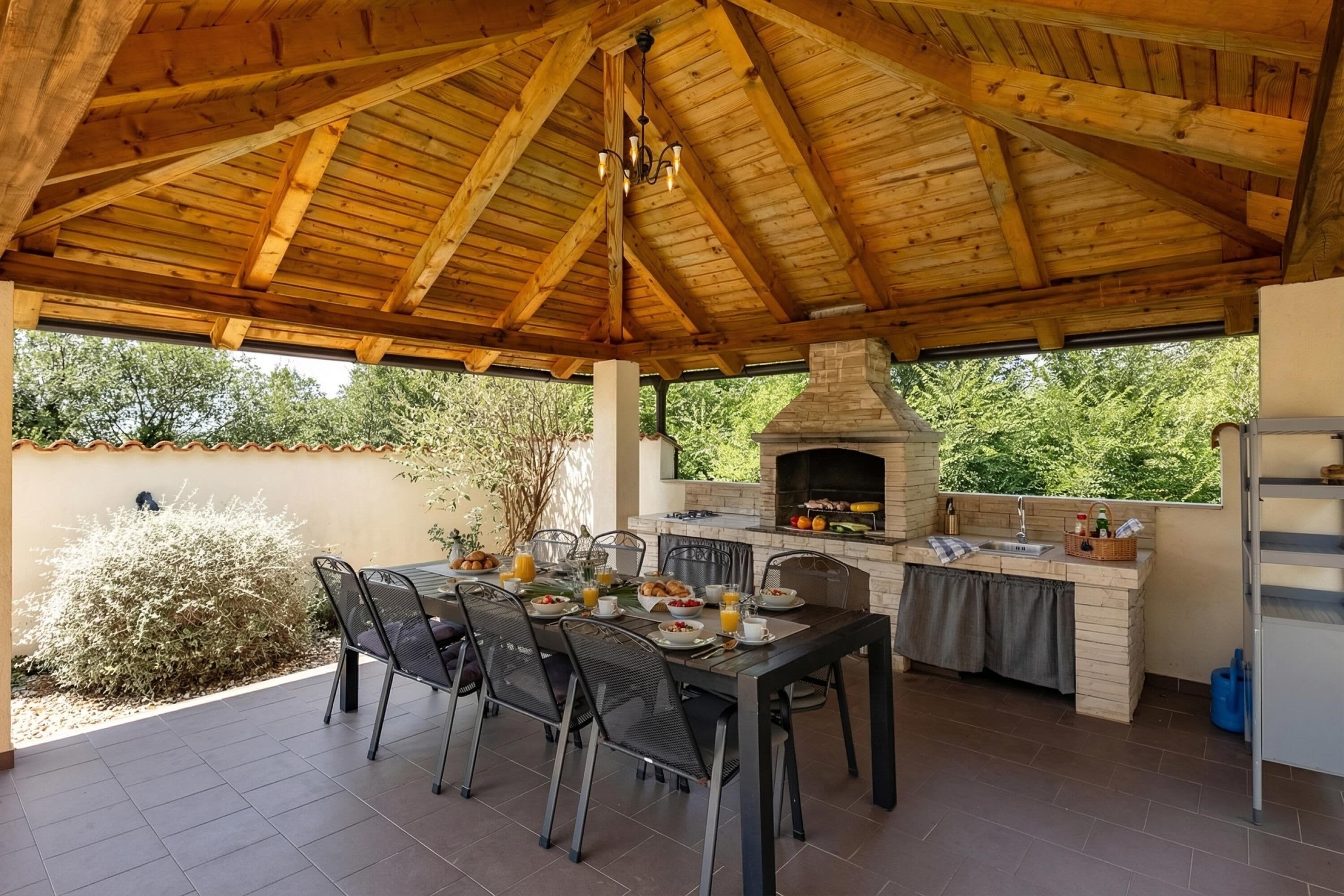 Family House, Multiple Bedrooms, Mountainside (Villa Anna With Private Pool And) | Outdoor dining