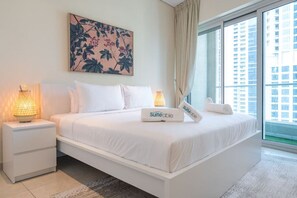 1 bedroom, desk, iron/ironing board, travel crib
