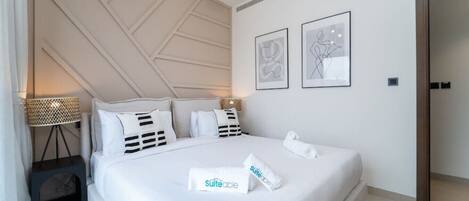 1 bedroom, desk, iron/ironing board, travel cot