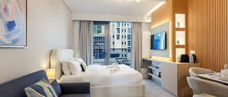 1 bedroom, desk, iron/ironing board, travel cot