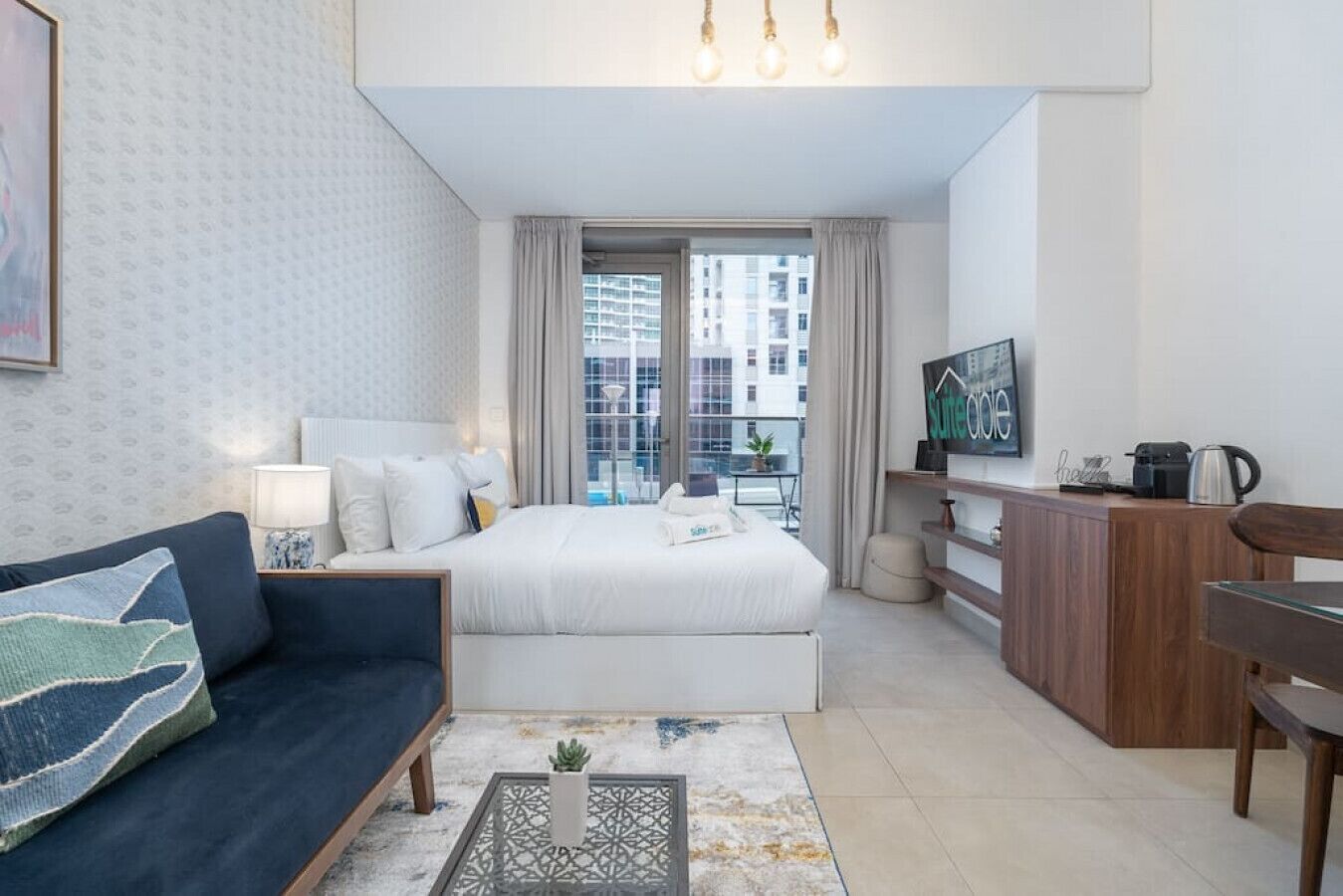 1 bedroom, desk, iron/ironing board, travel crib