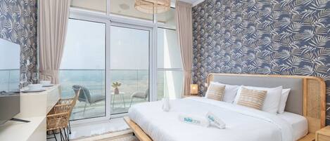 1 bedroom, desk, iron/ironing board, travel cot
