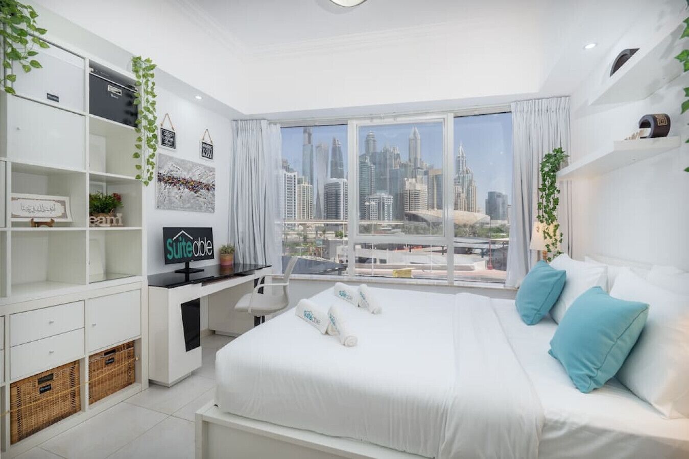 1 bedroom, desk, iron/ironing board, travel crib