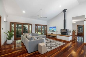 TV, fireplace, offices