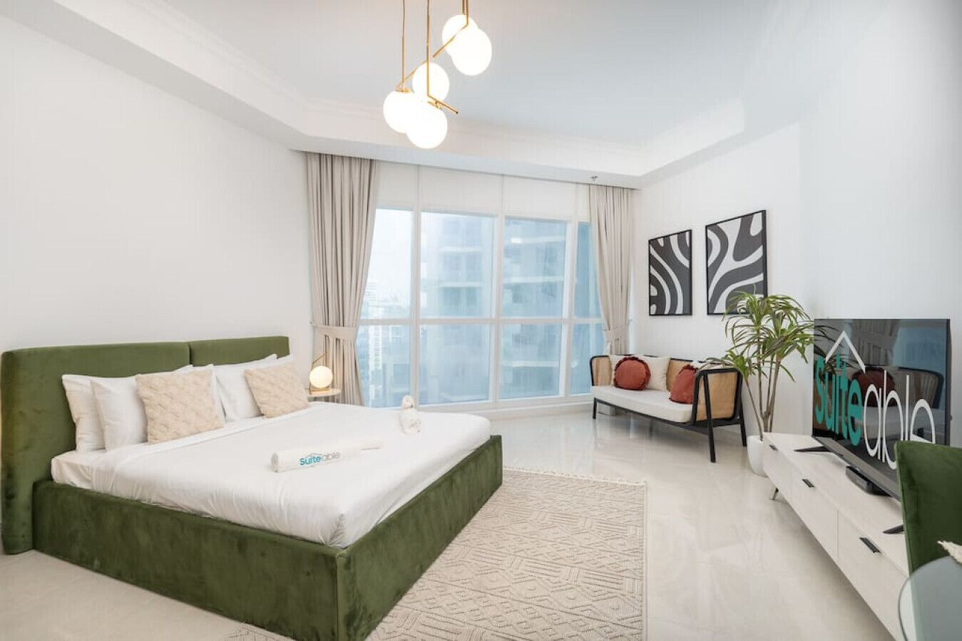 1 bedroom, desk, iron/ironing board, travel cot