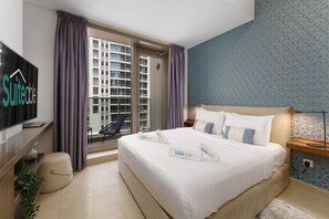 1 habitación, tabla de planchar con plancha, cuna de viaje y wifi 