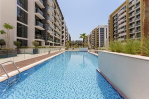 Pool - Chic 1BR Apartment in Azizi Riviera, Meydan (Dubai)