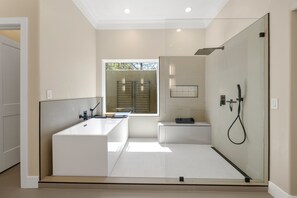 Ducha, secador de pelo y toallas