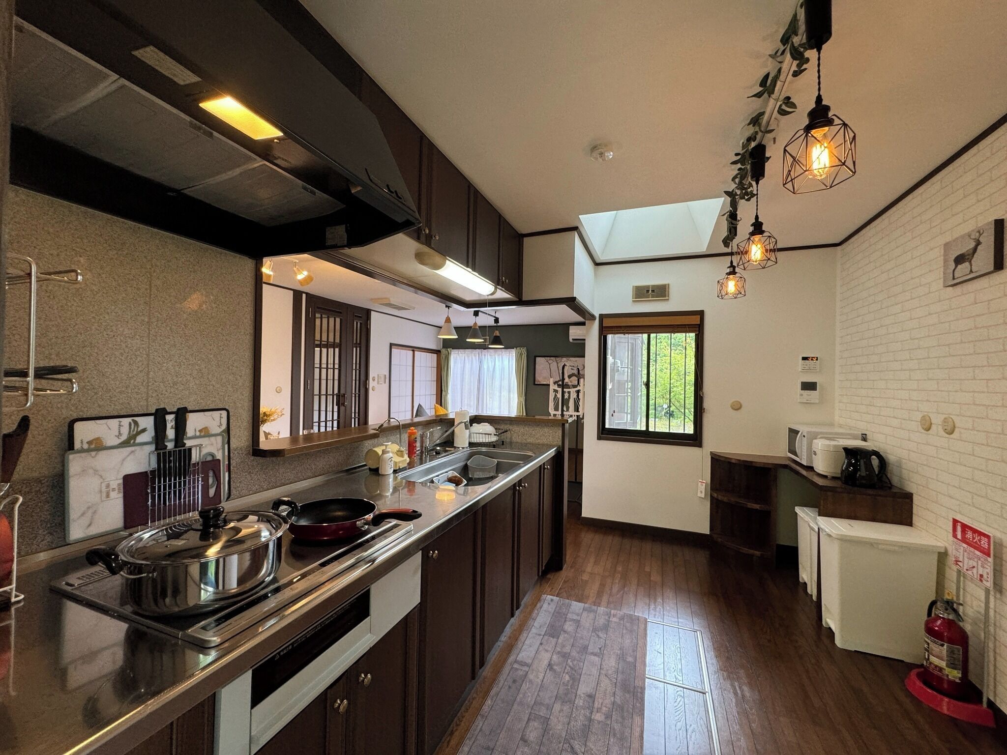 Fridge, microwave, cookware/dishes/utensils