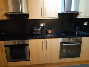 Fridge, microwave, oven