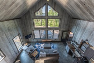 Comfort Cabin, 2 Bedrooms, Sauna, Lake View | Living area | 40-inch Smart TV with digital channels, heated floors